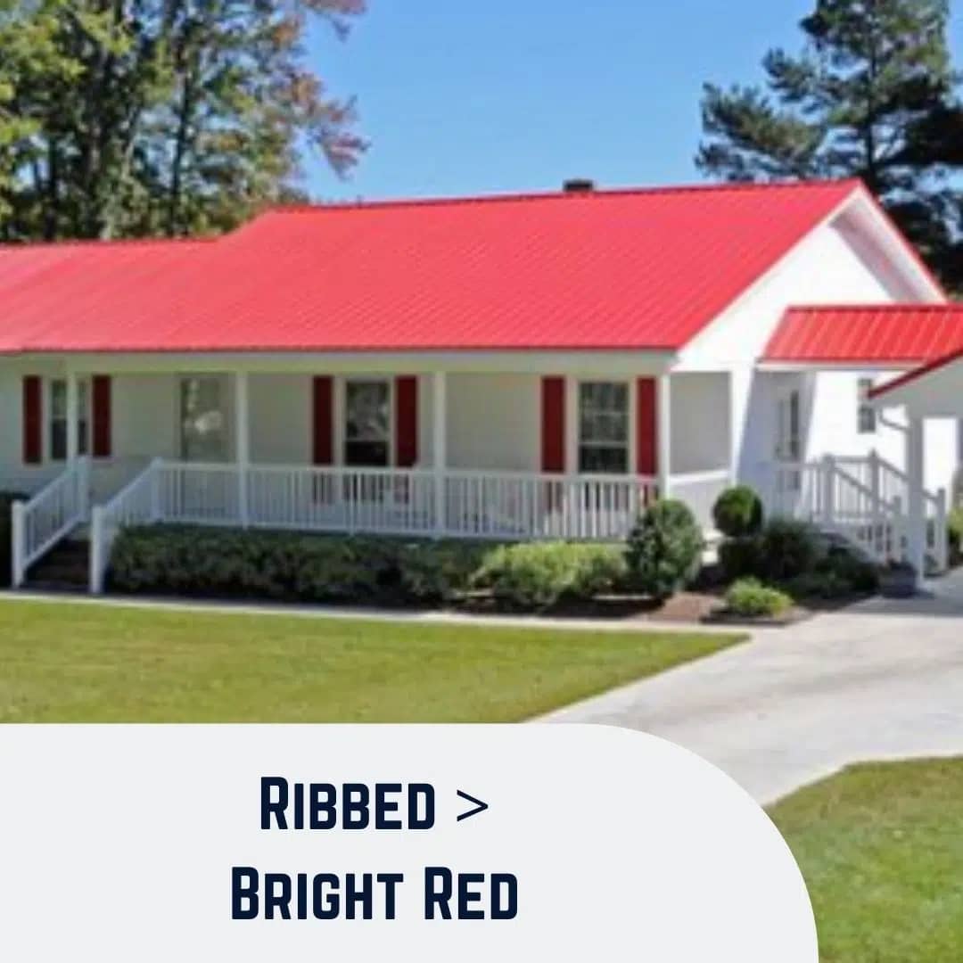 House with Ribbed Bright Red Roofing