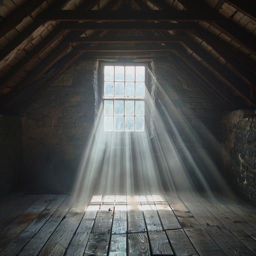 sunlit attic window
