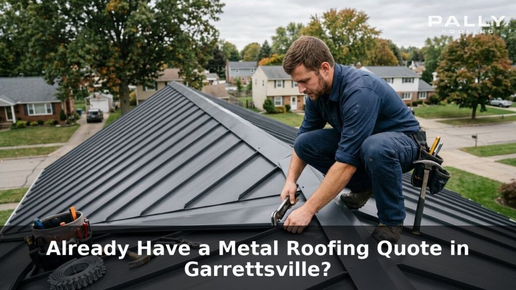 Close-up of standing seam metal roof installation with precise seam locking and flashing by Pally Roofing in Northeast Ohio